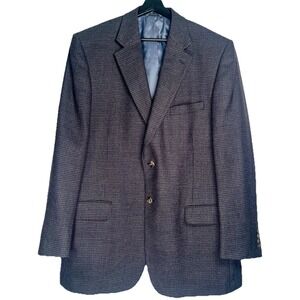 Meeting Street Mens Two Button Houndstooth Sport Coat Blazer Gray Brown 44R